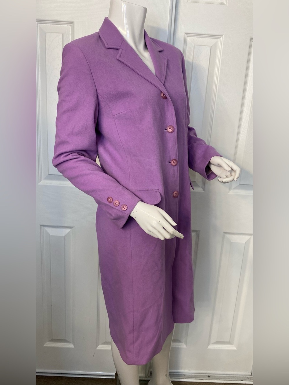Women's Lavender Long Tailored Trench Coat